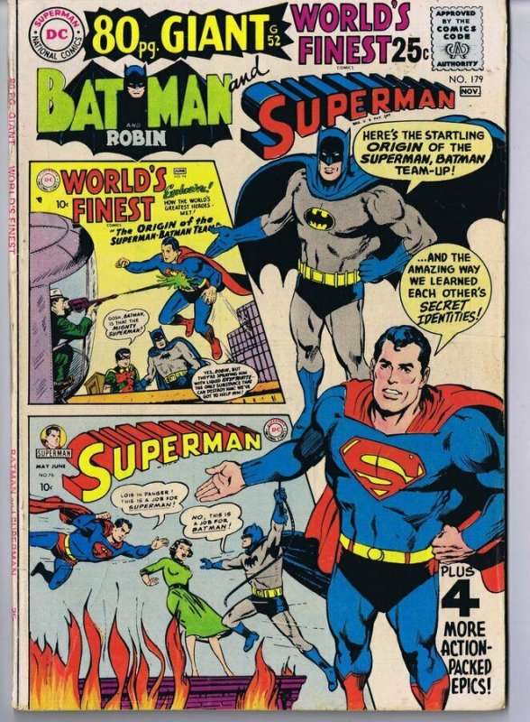 World's Finest #179 Batman Superman ORIGINAL Vintage 1968 DC Comics 80 Page 