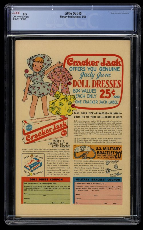 Little Dot #5 CGC VF+ 8.5 Off White Little Lotta and Richie Rich Appearance!