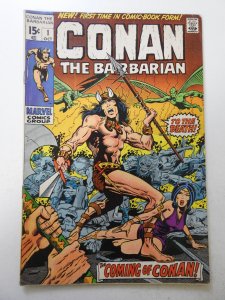 Conan the Barbarian #1 (1970) VG- Condition centerfold detached top staple