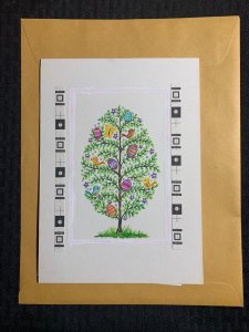 HAPPY EASTER DAY Tree with Birds and Eggs 6.5x9 Greeting Card Art E2305