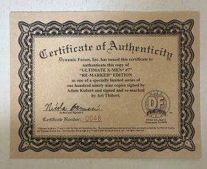 (2001) ULTIMATE X-MEN #7 SIGNED ADAM KUBURT W/REMARQUE ART THIBERT SKETCH! W/COA