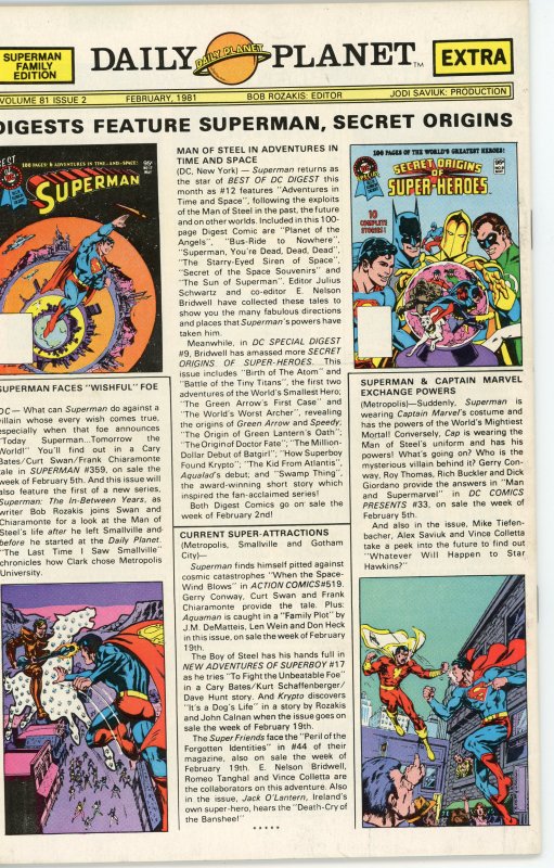 Superman Family 207  F  1980