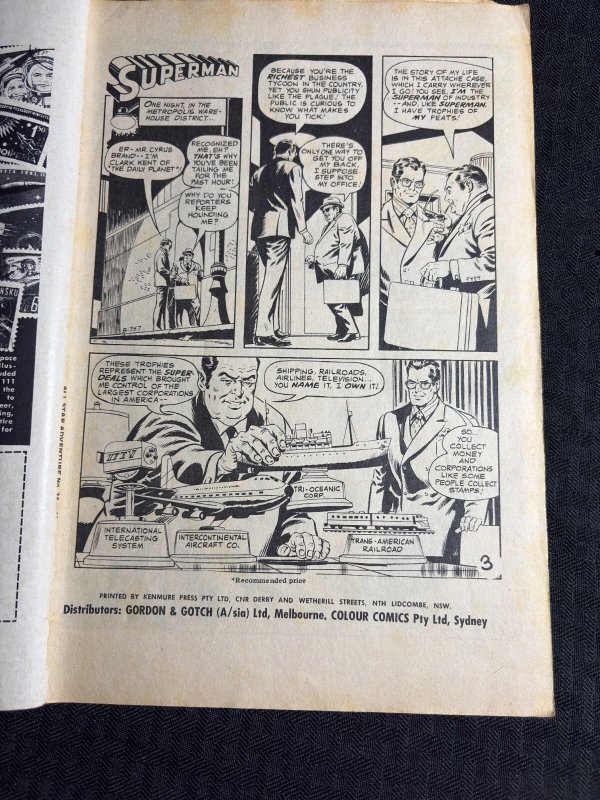 Vintage ALL STAR ADVENTURE COMIC Colour Comics #74 GD 2.0 Superman AUSTRALIAN