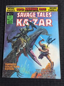 1975 SAVAGE TALES ANNUAL Magazine #1 FN 6.0 SIGNED by Roy Thomas