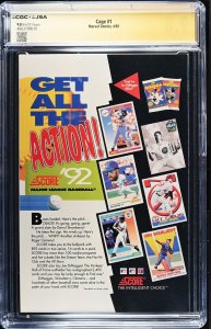 Cage #1 Signed By Mike Colter (4/92) Graded CGC x JSA 9.8