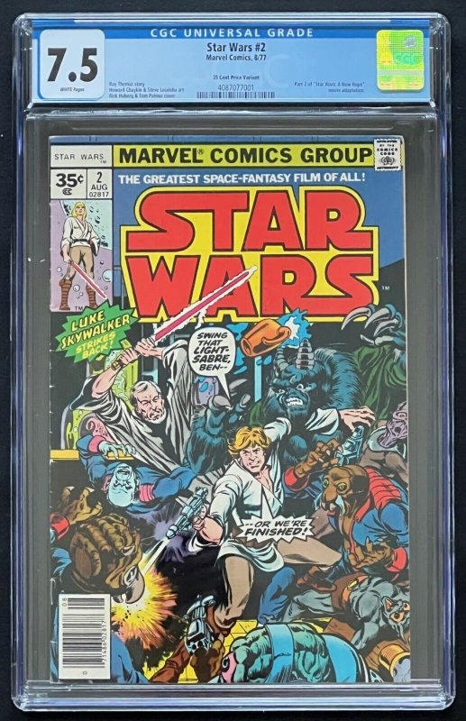 Star Wars #2 35 cent variant Marvel 1977 CGC 7.5 White Pages