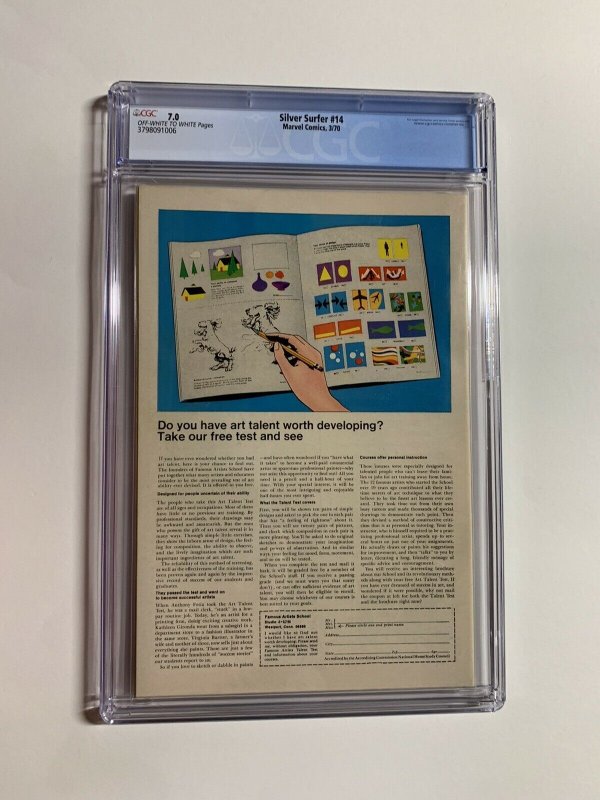 Silver Surfer 14 cgc 7.0 ow/w pages marvel 1970