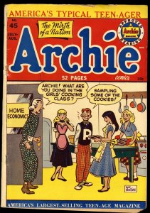 Archie Comics #45 VG 4.0 Scrambled Canastas! Bob Montana Cover Art!