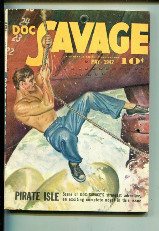 DOC SAVAGE 05/1942-STREET & SMITH-PIRATE ISLE-vf