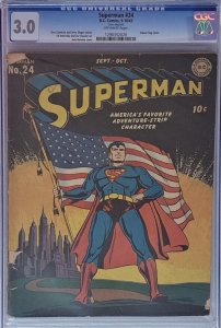 SUPERMAN #24 CGC 3.0 CLASSIC FLAG COVER