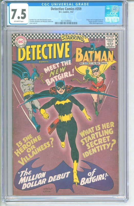 Detective Comics #359 1st Batgirl! CGC 7.5 Very Fine-