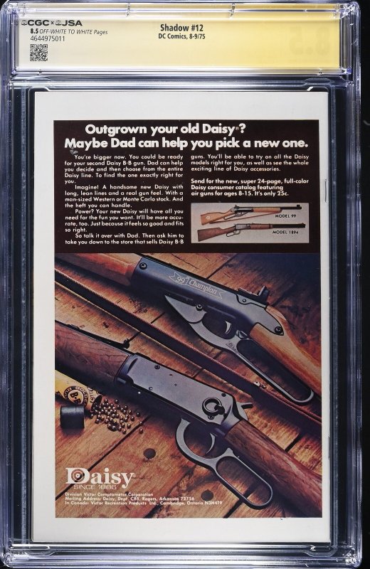 Shadow #12 (8-9/75) signed by Alec Baldwin Graded CGC 8.5