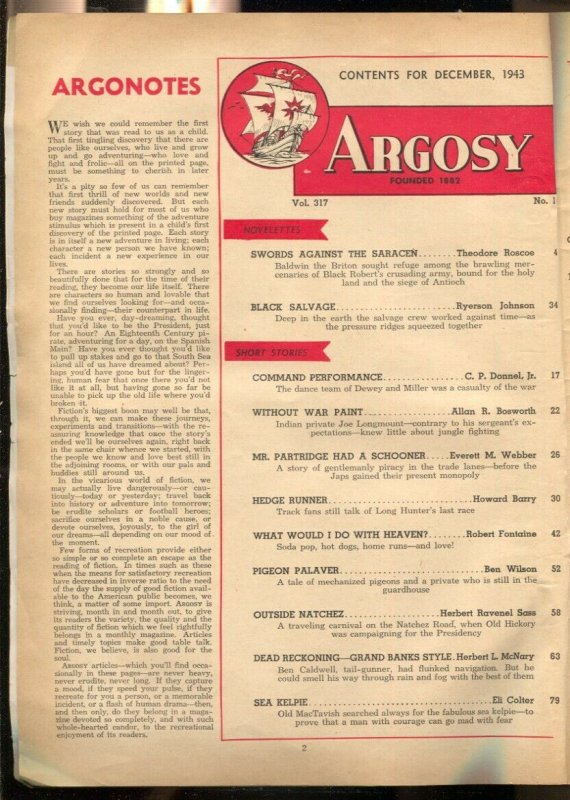 Argosy 12/1943-Popular-Rafael de Soto cover-pulp thrills-Ryerson Johnson-Theo...