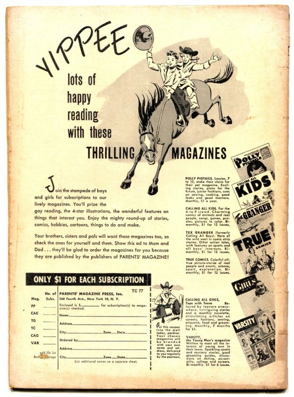 True Comics #77 1949- Lou Boudreau- Golden Age VG