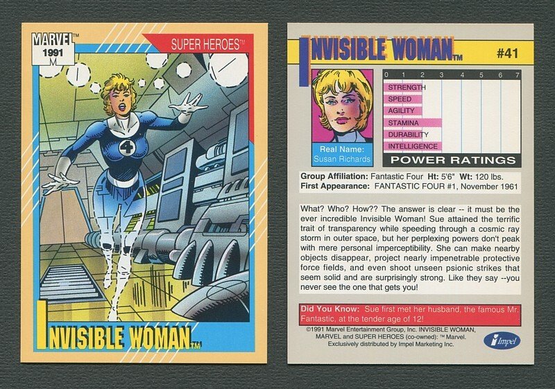 1991 Marvel Comics II  Card  #41 ( Invisible Woman )  MINT