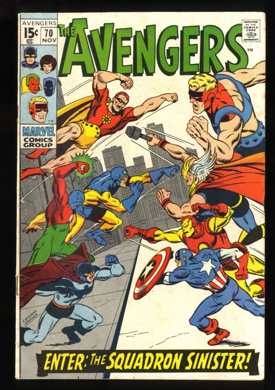 Avengers #70 VG/FN 5.0 1st Appearance Squadron Sinister!