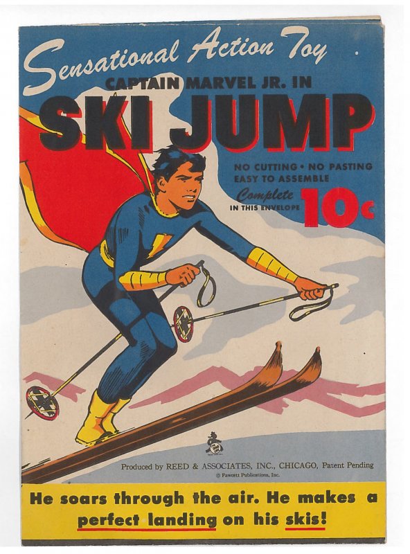 Captain Marvel Jr. in Ski Jump, paper toy 1944, complete, unused