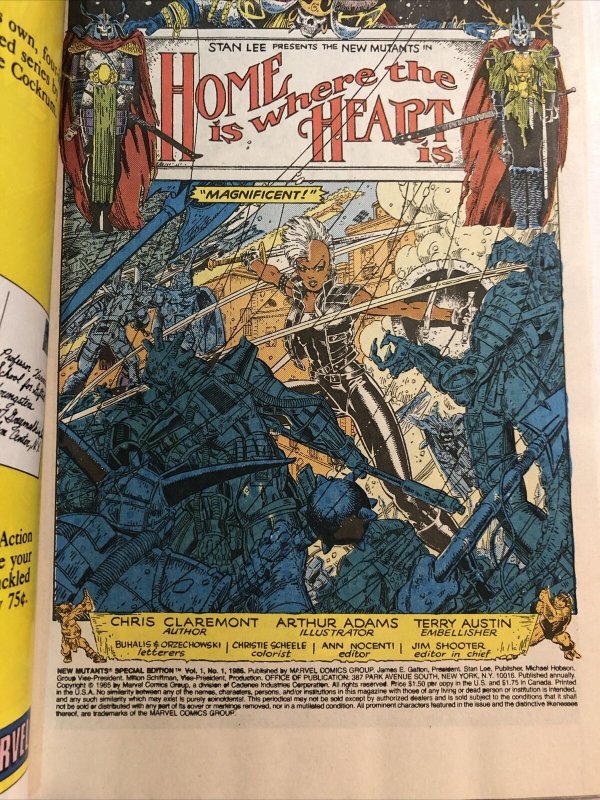 New Mutants (1983) Special Edition #1 VF/NM Signed Arthur Adams | Marvel Comics