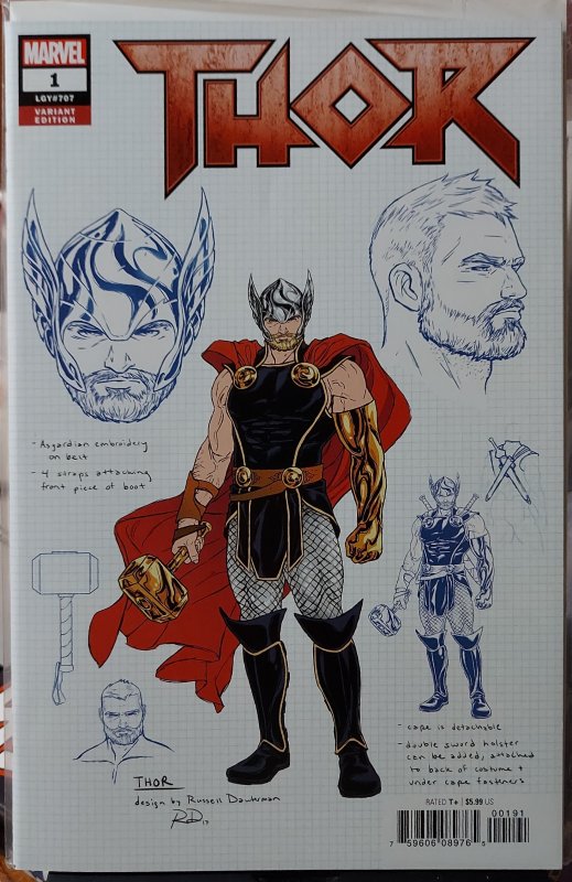 Thor #1 NM Russell Dauterman Design Variant Cover 1:10 Ratio