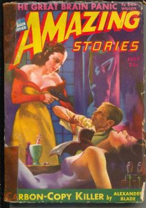 Amazing Stories 6/1943-gun moll cover-spicy nude-HW McCauley-Alexander Blade-VG