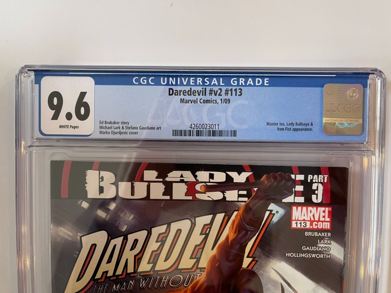 DAREDEVIL #113 - CGC 9.6 - MASTER ISO - LADY BULLSEYE - IRON FIST (2009)