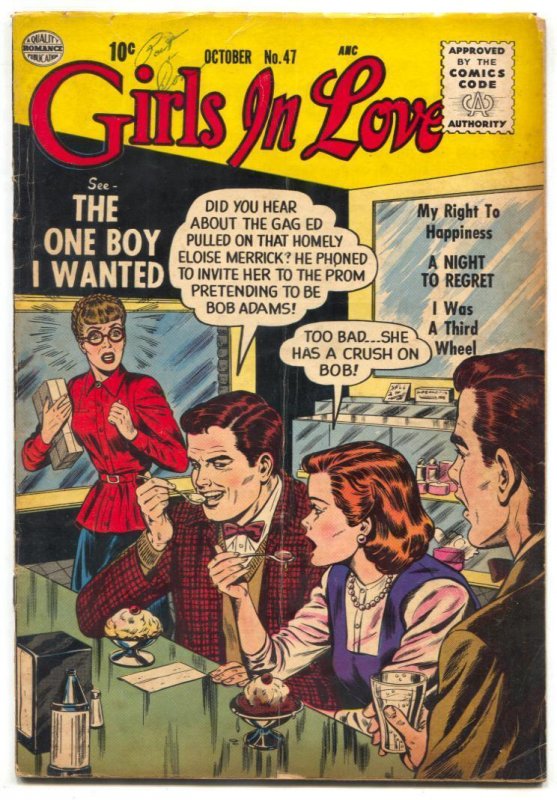 Girls In Love #47 1955- ice cream cover- third wheel VG