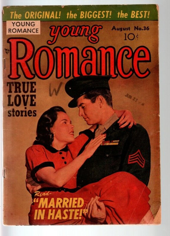 YOUNG ROMANCE #36-1951-EARLY JOE SIMON & JACK KIRBY ROMANCE COMIC  G C G