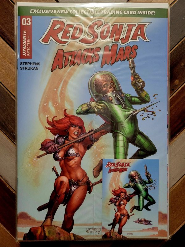 RED SONJA ATTACKS MARS #1-4 + Ashcan + Trading Cards (2025) LINSNER! Polybag NEW