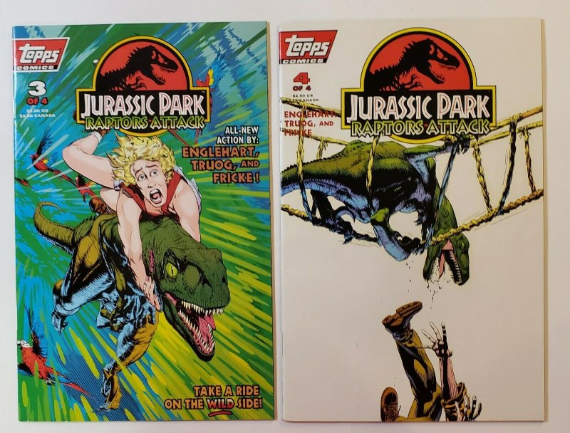 Jurassic Park: Raptors Attack #1-4 Complete Set 1994 Topps Comics VF/NM 