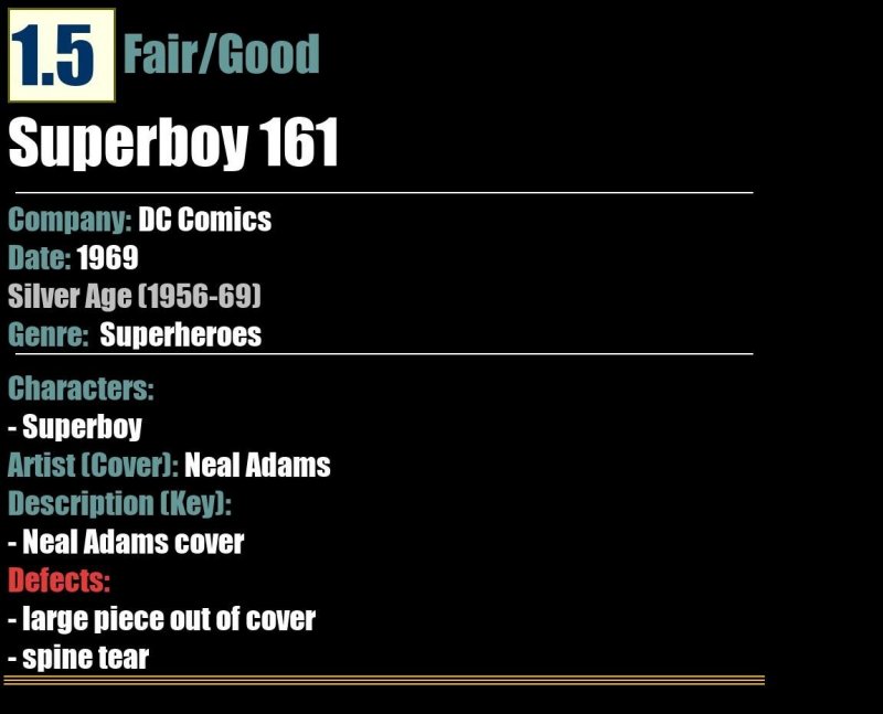 Superboy 161 (1969) FR/GD Neal Adams DC Comics