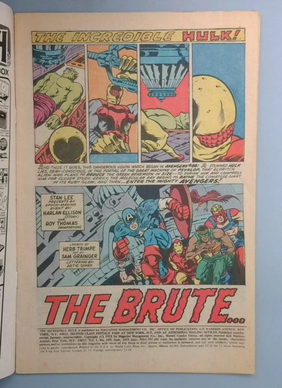 Incredible Hulk #140 VG 1st Jarella Marvel 1971
