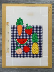 BUFFET INVITATION Carrot Apple Peach Pineapple 7.5x10.5 Greeting Card Art 652