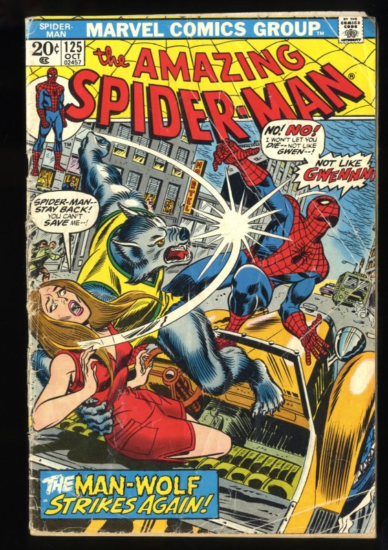 Amazing Spider-Man #125 GD+ 2.5 2nd Man-Wolf!