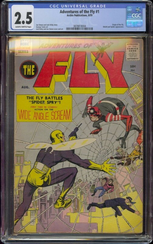 ADVENTURES OF THE FLY #1 CGC 2.5 ORIGIN OF THE FLY ARCHIE COMICS