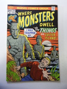 Where Monsters Dwell #24 (1973) VG+ Condition moisture small moisture stain fc