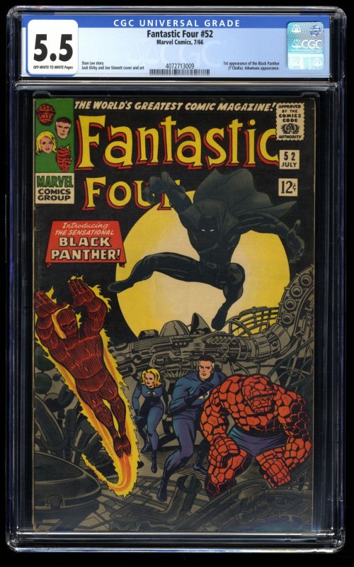 Fantastic Four #52 CGC FN- 5.5 Off White to White 1st Appearance Black Panther!