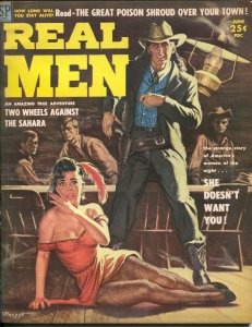 Real men 6/1958-spicy fishnet stocking cover-Vic Prezio-Cochise-Apaches-FN+