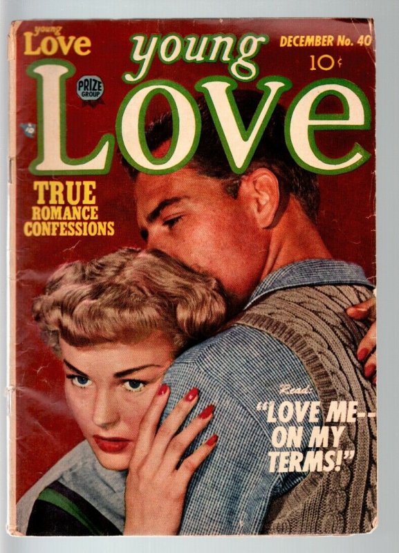 YOUNG LOVE #40-1952-ROMANCE-JACK KIRBY ART-PHOTO COVER-PRIZE- GOOD+ condition G+