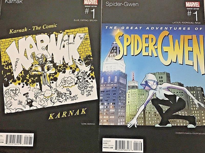 MARVEL HIP HOP VARIANT LOT OF 6 BOOKS NM 2016 SPIDER-GWEN, INHUMANS, KARNAK