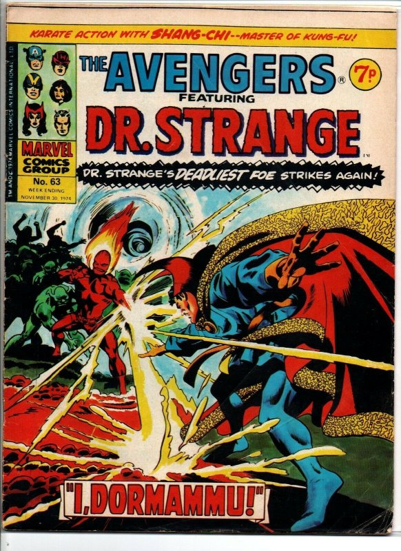 Avengers #68 - Dr Strange - Marvel UK - Magazine Size - 7p - 1975 - FN/VF