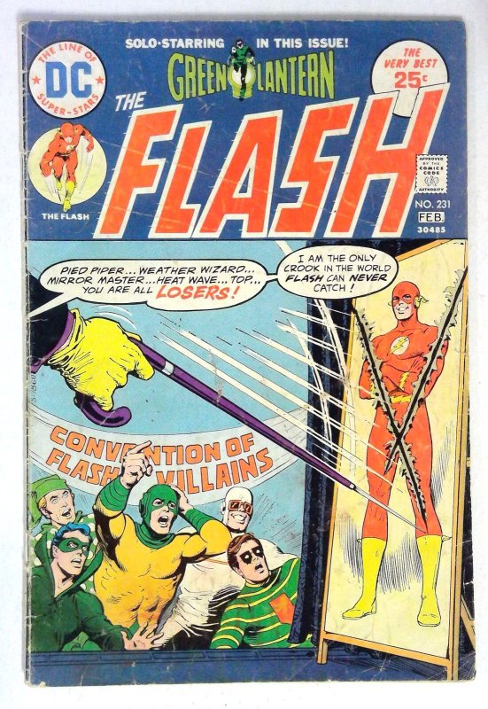 Flash #231 Green Lantern Weather Wizard Pied Piper DC (1975) G/VG