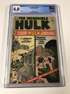 Incredible Hulk 4 Cgc 4.0 Ow Pages Marvel Silver Age