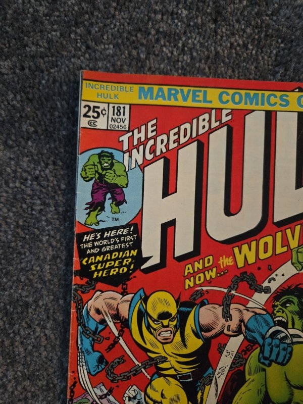 The Incredible Hulk Comic Wolverine 1st App! Hulk #181