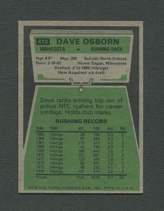 1975 Topps Football /  Dave Osborn #410 /  MINT