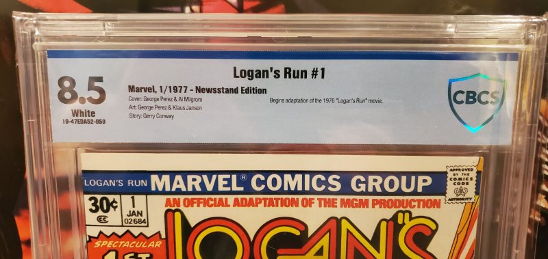 LOGAN'S RUN #1 CBCS 8.5 (1/77) MARVEL COMICS white pages, 1977 Classic