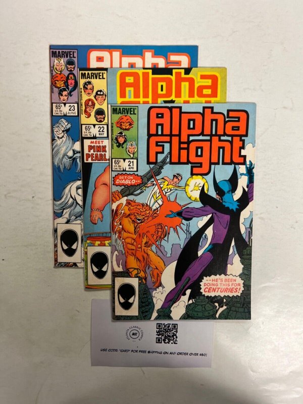 3 Alpha Flight Marvel Comic Books # 21 22 23 Avengers Defenders Thor 83 JS67