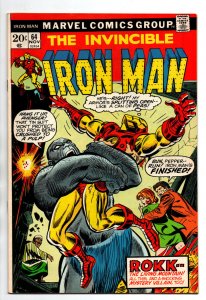 Invincible Iron Man #64 - Rokk the Living Mountain - 1973 - FN