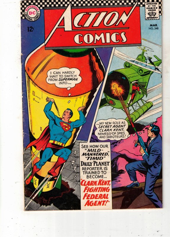 Action Comics #348 (1967) VF High-Grade Superman, Clark Kent FBI BEANTOWN CERTIF