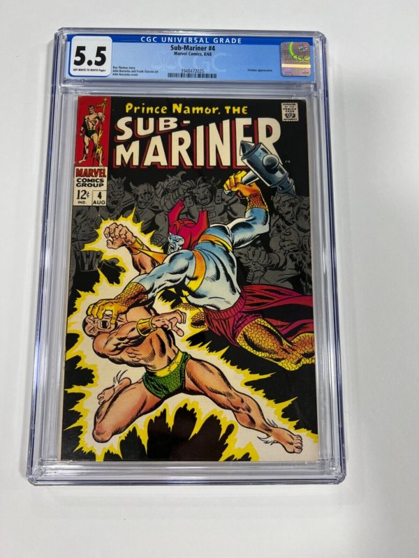 Sub-Mariner 4 CGC 5.5 OW/W Pages Marvel Comics 1968