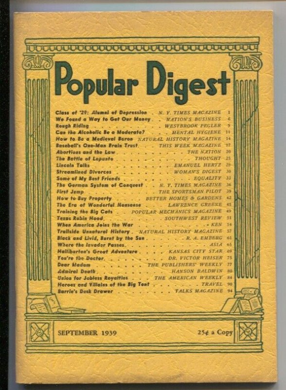 Popular Digest #1 9/1939-Timely-1st issue-Timely Topics-Abortion and The La...